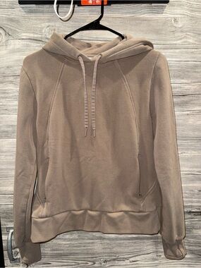 Athleta Taupe Hooded Pullover Sweatshirt